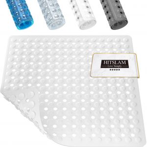 KALANKA-Tapis de Douche Antidérapant, Carré Tapis de Bain avec Ventouses 53x53cm sans BPA, Tapis de Baignoire Résistant à la Moisissure et Lavable en Machine, Blanc - Neuf