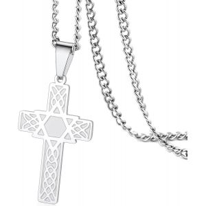 Kal-Croix &Eacute;toile De David Pendentif Collier Pour Hommes Femmes Crucifix Croix Pendentif Avec Hexagone Religieux Juif Christian Protection Bijoux Cadeau - Neuf