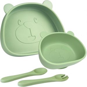 Kal-Coffret Repas Bebe,Vaisselle Bébé 4 Pièces,Set Repas Bébé,Bol Ventouse Pour Bébé,Couvert Bebe,Sans Bpa, Passe Au Lave Vaisselle Micro Onde - Neuf