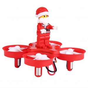 Drone Rc Quadcopter De Noel 2,4 Ghz, Telecommande Avec Blocs De Construction Pere Noel, Rouge - Neuf