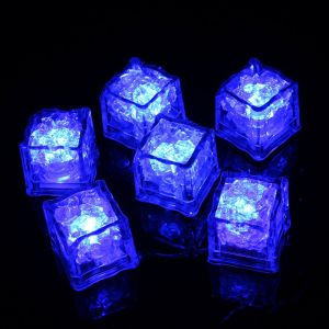 Lot de 10 glaçons lumineux à LED pour boissons, vin, whisky, glaçons à LED activés par l'eau, capteur de liquide lumineux (bleu) - Neuf