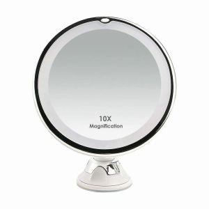 Nouveaux Produits En 2023,Miroirs Grossissants X10 Led Miroir De Maquillage De Voyage Éclairé Avec Ventouse Miroir Mural Grossissant 360 Rotation Autonome - Neuf