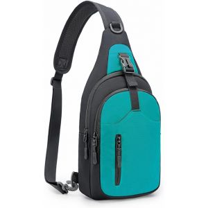 RFCBC-Sacoche Homme Bandouliere, Sac de Poitrine Sacoche Bandoulière avec Multi-Compartiments Léger Casual Sling Bag pour Homme et Femme pour Randonnée Cyclisme Voyage Camping (lac bleu) - Neuf
