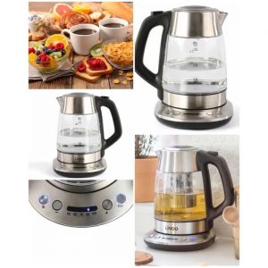Wdod165 Bouilloire Th&eacute;i&egrave;re Automatique Inox Verre 1,7 L 2200 W Avec D&eacute;part Diff&eacute;r&eacute;- Ecran Lcd - Neuf