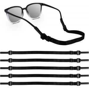 Kathlelxh-Lot De 5 Sangles Réglables Pour Lunettes De Sport, Lunettes De Soleil, Lunettes De Lecture, Lunettes De Protection Antidérapantes, Noir , Ca. 21-33 Cm[H959] - Neuf