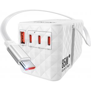 Adaptateur Voyage Prise Universelle 85w 1 Usb A Et 3 Type C Charge Rapide Avec Câble Usb C Pour Téléphone Ordinateur Portable Adaptateur Prise International Pour Uk Au Usa Canada Mexique Bla[Z1630] - Neuf