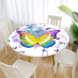 Sjzg-Nappe Ronde Anti Taches, Imprim&eacute; Papillon Nappe De Table Avec Bord &Eacute;lastique Ajust&eacute;e, Imperm&eacute;able Polyester Couverture De Table De Pour Cuisine Jardin F&ecirc;te (Graffiti,Diam&egrave;tre 160cm) - Neuf