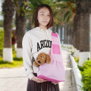 Hjlian Petit Sac De Transport Portable Pour Chien, Chat, Animal De Compagnie, Mains Libres, Avec Crochet Integre, Rose, Taille L - Neuf