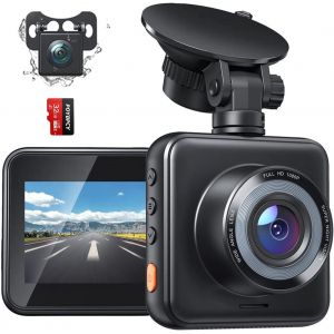 Dual Car Dash Cam, G-Sensor, Loop Recording, Emergency Lock, Motion Detector, Headlight Alert, Parking Monitor, WDR Night Vision, 170° Wide Angle (Front Rear) - Neuf