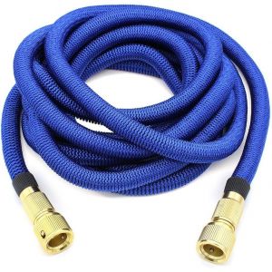 Tuyau d'arrosage extensible et rétractable avec raccords métalliques pour arrosage, nettoyage du jardin et lavage de voiture (5 m) - Neuf