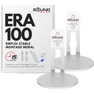 Support Mural Era100, Profil Bas, Blanc, Pack Double, Compatible Avec Le Haut-Parleur Sonos Era 100, Complet Avec Tout Le Mat&eacute;riel De Fixation - Neuf