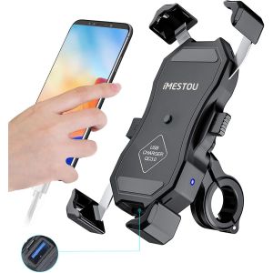 SJZG-Chargeur De Moto Usb Chargeur De T&eacute;l&eacute;phone De Moto 3.0A, Montage De T&eacute;l&eacute;phone Portable De Guidon Charge Rapide Pour Les Smartphones De 3,5""-6,8"", Fonctionnent Avec Des Motos 12V/24V - Neuf