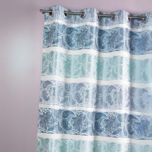 Rideau En Jacquard &Agrave; Rayures Horizontales Fantaisies - Neuf