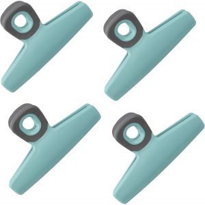 Food Clips - Chip Bag Clips Set of 4, 5 Inches Wide Heavy Duty Chip Clips, Large Bag Clips for Food Storage with Air Tight Seal Grip for Bread Bags, Snack Bags and Food Bags - (Teal) - Neuf