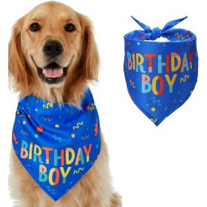 (Bleu) Bandana Pour Chien Pour Anniversaire, Foulards Pour Chien Et Chat, Écharpe Triangulaire Réglable, Décoration Pour Animaux De Compagnie, Bavoir Pour Petits, Moyens Et Grands Chiens - Neuf