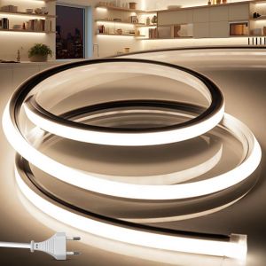Ruban Led Exterieur Etanche 30m 220v Bande Neon Led Flexible Blanc Naturel Bandeau Outdoor Ip65 10mm Silicone Découpable Imperméable Intérieure, Inclus Adaptateur Secteur, Pour Cui[Rub9222501] - Neuf