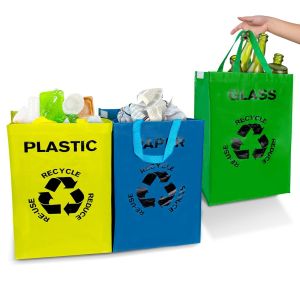 Sacs De Tri Selectif Lot De 3 Poubelle Tri Selectif 3 Bacs Pour Le Verre, Le Papier Et Le Plastique,Poubelle De Tri Pour D&eacute;chets Et Recyclage De Grande Capacit&eacute; 40L Pour Ext&eacute;rieur/Int&eacute;rieu - Neuf
