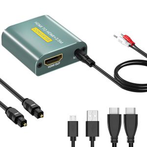 Extracteur HDMI Audio 4K,Adaptateur HDMI Jack 3.5 mm Stéréo+Sortie Audio L/R,Convertisseur Prend en Charge 3D,1080P,Dolby Digital,DTS,PCM et 4Kx2K - Neuf
