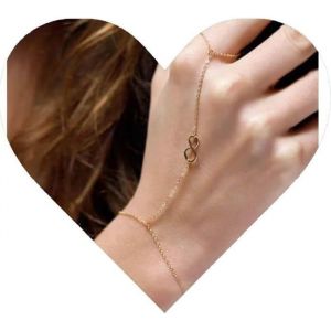 Eryi-Boho Bracelet Esclave Infini Bague En Or Bracelet De Poignet Symbole De L'infini Bracelet De Doigt Bracelet De Chaîne De Main Minimaliste Bijoux De Mariage Pour Femmes Et Filles Cadeaux - Neuf