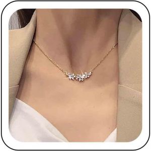 Kal-Collier Pendentif Fleur En Strass Vintage Collier Fleur En Cristal Doré Collier Ras De Cou Fleur En Strass Boucles D'oreilles Chaîne En Strass Bijoux Pour Femmes Et Filles - Neuf