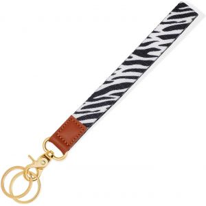 Kal-Porte-Clés Dragonne Épaissie, Porte Clef Bracelet Motif Zébré, Porte-Clés Délicat Pour Lanière De Poignet Pour Homme Femme, Pour Les Clés De Appartement Voiture Vélo, Souple, Aise - Neuf