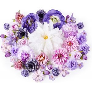 Sjzg-42 Pi&egrave;ces Fleurs Artificielles Deco Violet Fausse Fleur En Tissu 13 Esp&egrave;ces 2-13cm Petite T&ecirc;te De Fleur Artificielle Pour Diy Bricolage Scrapbooking Decoration Gateau Mariage Table F&ecirc;te - Neuf