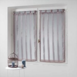 Voilage - Ray&eacute; Jacquard - Noisette - 60x120 Cm - Polyester - Passe-Tringle - Neuf