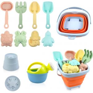 ERYI-Jouet De Plage, 11 Pièces Kit De Jeu De Plage Enfant, De Avec Seaux Pliables, Arrosoir Enfant, Moule Sable, De 2 3 4 5 Ans De Filles Garçons(Orange) - Neuf