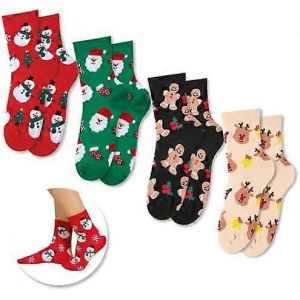Ensemble De Chaussettes De Noël,4 Paires De Chaussettes De Noël,Chaussettes De Noël Pour Femmes,Chaussettes De Noël Pour Hommes,Chaussettes De Noël Confortables,Chaussettes De Noël Mignonnes Pour Wo - Neuf