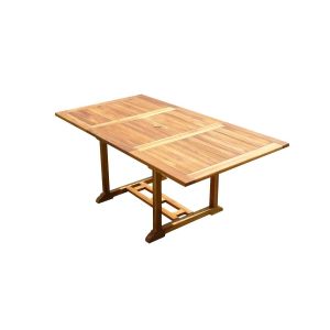 Table Rectangulaire En Teck Aspect Huil&eacute; Sidan L.120-180 P.100 Cm - Neuf