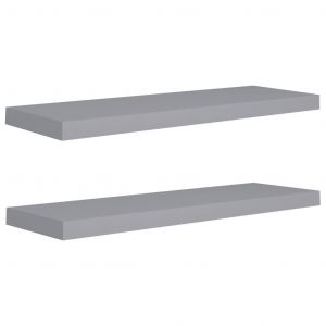 Vidaxl Etag&egrave;res Murales Flottantes 2 Pcs Gris 80x23,5x3,8 Cm Mdf - Neuf