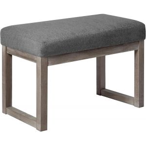 SUBZONAL-Tabouret rectangulaire 70cm Confortable Banc en Bois tapiss&eacute; de Tissu pour Le Salon, la Chambre et l'ext&eacute;rieur, Gris - Neuf