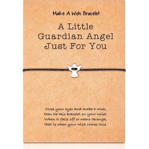 Eryi-Bracelet D'ange Gardien Porte-Bonheur Fait Main En Argent Bracelet Avec Pendentif Ange En Métal Pour Femmes Filles Famille Meilleur Ami Anniversaire Bijoux Cadeau - Neuf