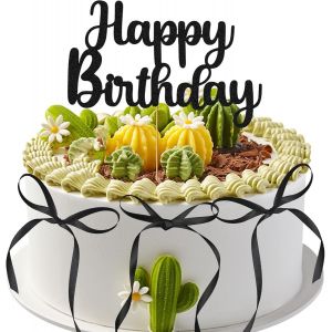 Lot De 10 D&eacute;corations De G&acirc;teau En Forme De Noeud Noir Avec Panneau &laquo; Happy Birthday &raquo; Pour F&ecirc;te D'Anniversaire,Accessoire De D&eacute;coration Pour G&acirc;teau Sur Le Th&egrave;me Du Noeud Noir Pour Filles Et Femmes - Neuf