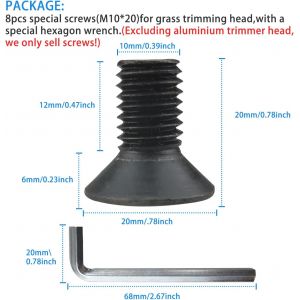 SUBZONAL-Tête de Tondeuse en Aluminium tête de Tondeuse en Nylon vis de Tondeuse à Gazon tête de Tondeuse à Gazon Pinceau Fixation du Couteau avec 1 clé - Neuf