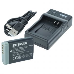EXTENSILO 1x station de charge, 1x batterie, 1x c&acirc;ble USB-A / USB-C compatible avec Canon PowerShot SX620HS, SX730HS, SX740HS, SX720HS - Neuf