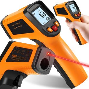 Mevronisshop-Thermom&egrave;tre Infrarouge, Pistolet Temp&eacute;rature Laser, Sans Contact, &Eacute;cran Lcd R&eacute;tro&eacute;clair&eacute;, -50 &deg;C380 &deg;C, Pour Cuisson, Bbq, Cong&eacute;lateur, Viande, Industrie, Orange - Neuf