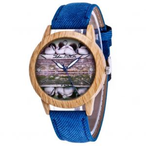 Zhoulianfa Motif Canard Cadran Rond Bracelet En Toile Quartz Montre-Bracelet Analogique Bleu Royal - Neuf