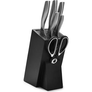 Checarzhn--No1-Bloc À Couteaux Sans Couteaux, Bloc De Couteaux Universel, Support De Couteaux Amovible, Support De Couteaux De Cuisine Noir, Rangement Incliné Pour Un Accès Facile, Pour Comptoir De C - Neuf