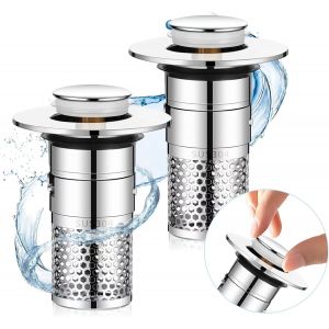 2 Pièces Bouchon Baignoire,34-40mm Bonde Lavabo Universel avec Filtre,Bouchon de Lavabo Pop-Up,Bouchon de Vidange,Salle de Bain Accessoire pour Baignoire Cuisine Bain - Neuf