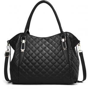 SJZG-Sac Fourre Tout Femme Sac &Agrave; Main Bandoulieres Grand Sacs Port&eacute;s Epaule Mode Sac Cabas Pu Cuir Souple Pour Les Voyage Travail Shopping Noir - Neuf