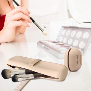 Travel Essentials Trousse De Maquillage En Silicone, 1 &Eacute;tui De Rangement Pour Pinceaux De Maquillage Et 1 &Eacute;tui M&eacute;langeur De Beaut&eacute;, Facile &Agrave; Nettoyer, Doux Et Portable,Pour Les Voyages, Kaki, &Eacute;l&eacute;gan - Neuf