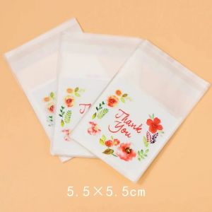 100 Pi&egrave;ces Fleurs Color&eacute;es Merci Sac Auto-Adh&eacute;sif Pochettes En Plastique Pour Bijoux &Agrave; Bricoler Soi-M&ecirc;me Affichage Biscuits Stockage Cadeaux Sac En Gros.5.5X 5.5Cm. - Neuf