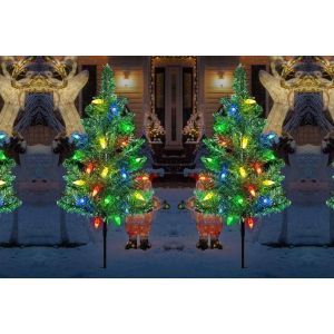 Lot De 4 Lampes Solaires &Agrave; Piquer Pour Jardin, Avec 80 Led Couleur Fraise, Pour D&eacute;coration De No&euml;l - Neuf