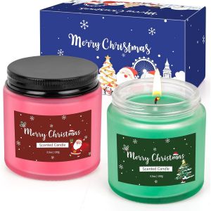 TRAHOO-Lot de 2 bougies parfum&eacute;es &agrave; la cire de soja naturelle - Cadeau pour femme - Bougie d'aromath&eacute;rapie relaxante - Cadeau pour la f&ecirc;te des m&egrave;res - Cadeau pour femme et femme - Neuf