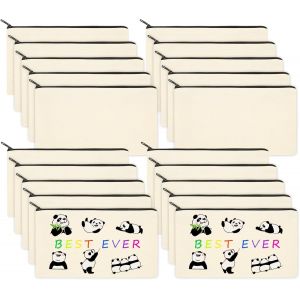 MAA-20PCS Pochette Tissu Zippée, DIY Vierge Toile Trousse de Rangement, Lot Pochette Tissu pour Peinture, école, Loisirs Créatifs, Voyage, Rangement - Neuf