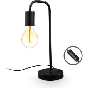 ERYI-I Lampe De Table Rétro, Lampe De Lecture En Forme De Lampadaire Courbé, Métal Noir Mat, Douille E27, Câble Avec Interrupteur, Lampe De Chevet Vintage 130X380Mm - Neuf