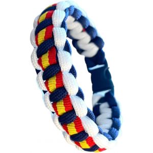 Kal-Bracelet Drapeau De L'espagne Pour Homme Et Femme. Bracelet En Corde Tress&eacute;e. Bracelet En Cuir Et Tissu Espagnol Avec Fermoir. - Neuf