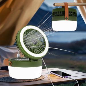 Solar Camping Light Led Camping Lanterns Dimmable With Fan 4 Lighting Modes 3 Wind Speeds For Camping Adventure Fishing Emergency Equipment - Neuf