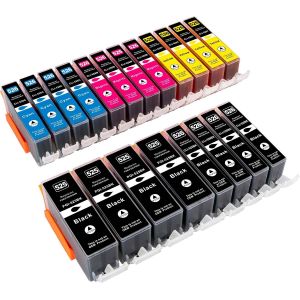 Lot de 20 cartouches d'encre compatibles avec puce et indication de niveau pour Canon Pixma MG5100 MG5150 MG5200 MG5250 MG5300 MG5350 MG6150 MG6250 MG8150 MG8250 ip4850 ip4950 ix6550 MX885 MG 5150 - Neuf